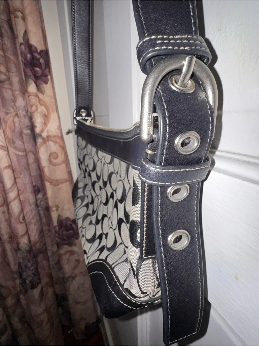 Coach Monogram Shoulder Bag in Black and Gray